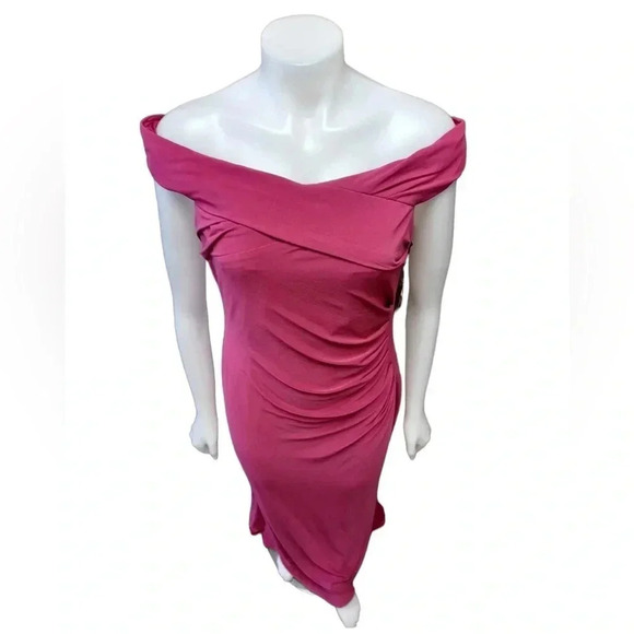 Adrianna Papell Off the Shoulder Mermaid Maxi Dress Bright Syrah  Size 12 - Picture 6 of 14